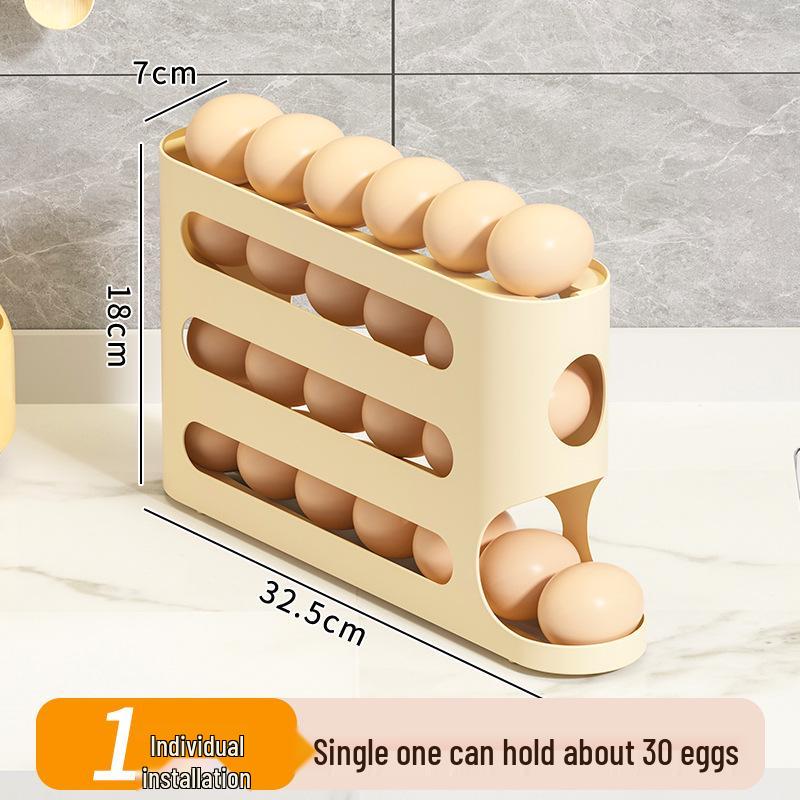 

4-Tier Slide Egg Holder for Fridge Door – Large Capacity Automatic Egg Roller Organizer