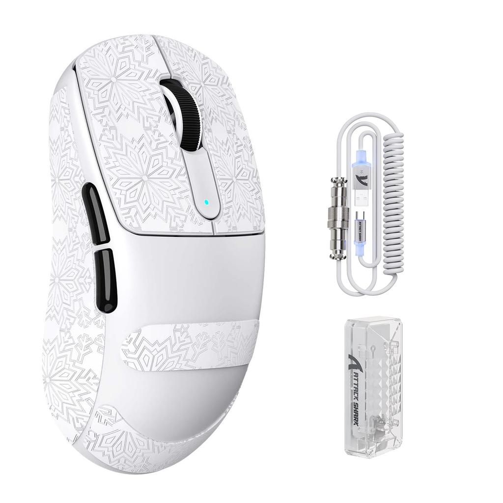 ATTACK SHARK V5 Gaming Mouse, Wireless, 8000Hz Polling Rate, Ultra-Lightweight, Tri-Mode, PAW3950MAX Sensor, 42000 DPI, Large Mouse, Symmetrical