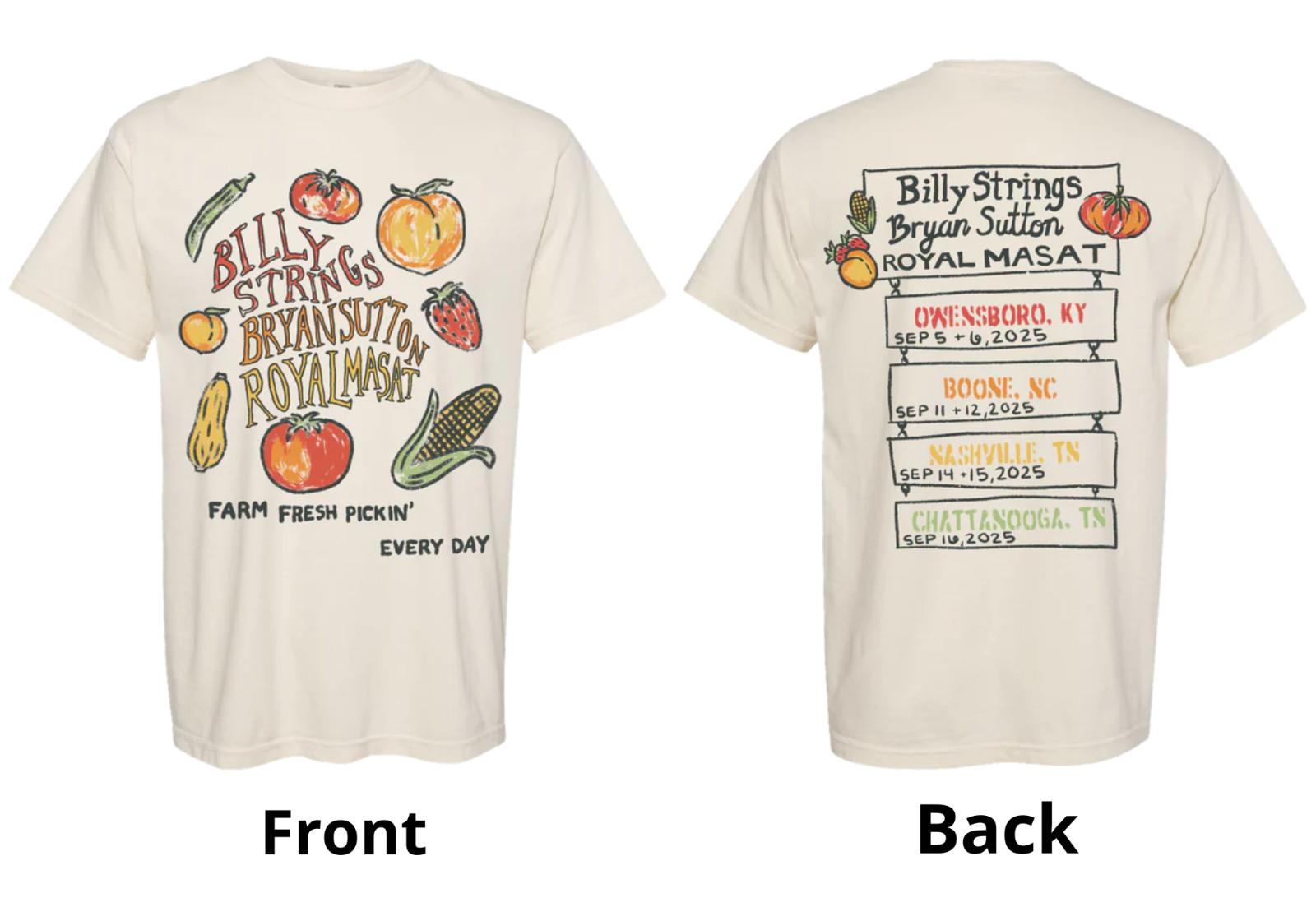 Billy Strings Farm Fresh Tee with Dates T-shirt Heavy Cotton Reprint All Size XL