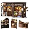 Spilay DIY Wooden Miniature Dollhouse Kit with Scale Mini Dustproof Cover Creative Gifts for Women Girlfriend Lover Coffee for Ages Furniture, 124