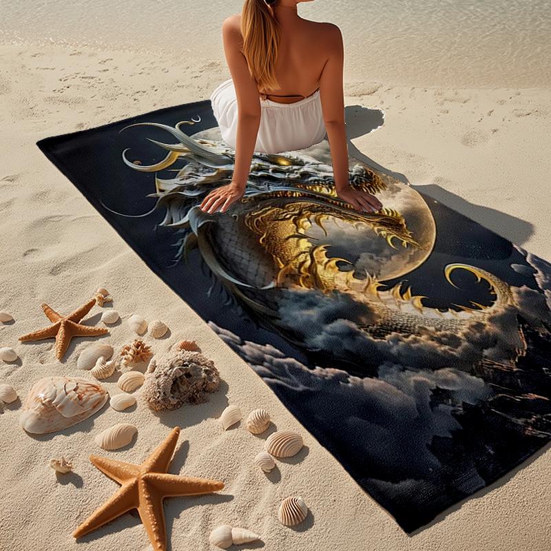 Epic Dragon Moonlit Sky Beach Towel, Super Soft Microfiber, Gift for Her/Him, Birthday, for Pool, Beach, Travel, Home Decor Fan gifts