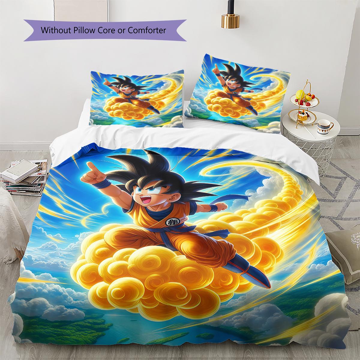 

Son Goku Pattern Bedding,Quilt Set Quilt Cover Pillowcase Home Birthday Gift (1 * duvet cover + 2 * pillowcase, without core) 135x200cm