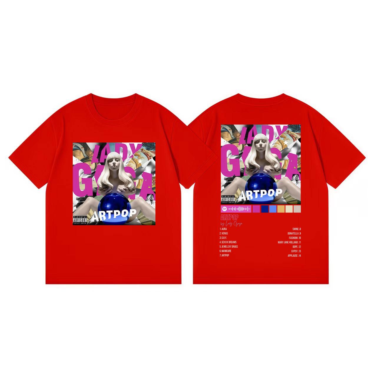 Lady Gaga Album Poster Graphic T Shirts Streetwear Fashion Y2k Oversized Tshirt Men Women Clothing High Quality Cotton Tshirts S
