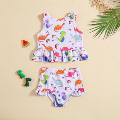 Girls’ Dinosaur Print Two-Piece Swimsuit Set