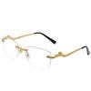 RSINC Imported Men Rimless Eyeglass Metal Gold -Black Cat Eye-ware 81339133 Cart-11 TQ-4XTG-PAIS