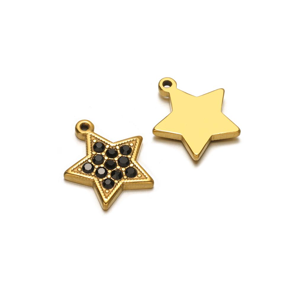 5pcs Stainless Steel Star Snowflake Zirconia Flower Charms for DIY Jewelry Findings Necklace Pendants Bracelet Earrings Making