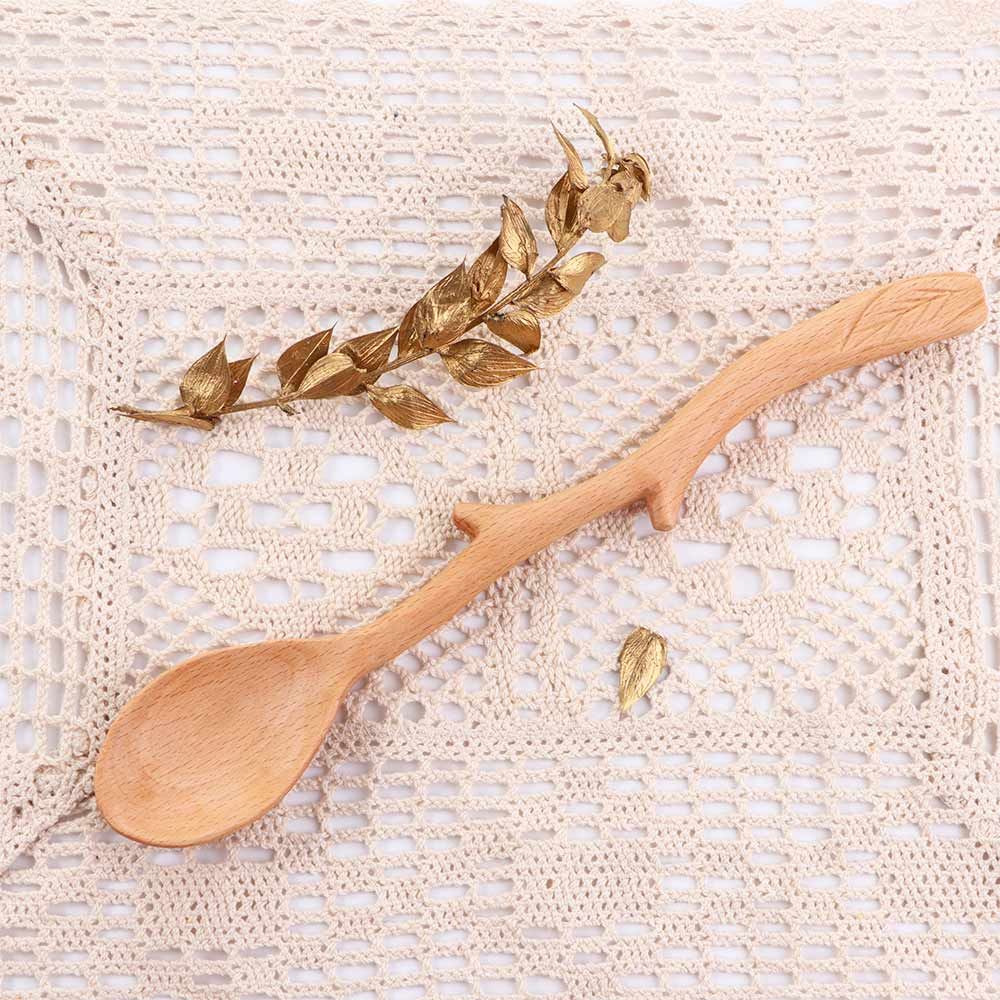 Long Handle Branch Shape Tableware Flatware Mixing Wooden Spoon Kitchen Utensil Stirring Spoon Soup Spoon