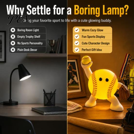 Soft Warm LED Bedroom Lighting Sports Ball Silicone Night Light, 7 Styles Football Basketball Tennis Golf Amber Atmosphere Tap Lamp, USB Rechargeable