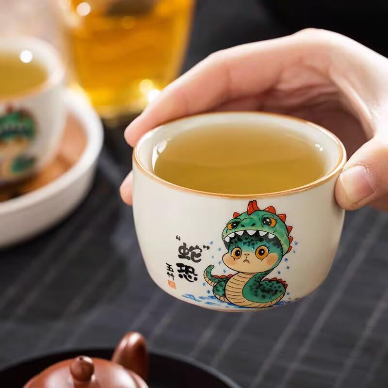Ru Kiln Snake Fear Master Cup Ceramic Personal Special Creative Tea Cup High-End Exquisite Tea Cup Tea Set