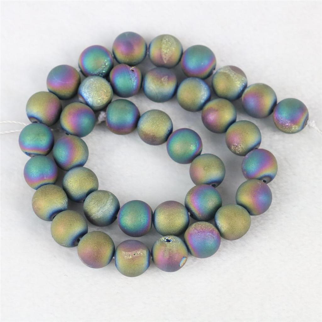 10mm Lila Gold Farbe Runde Kristall Höhle Achate Onyx Lose Perlen Frauen Mädchen Zubehör Teile für Schmuck Machen design