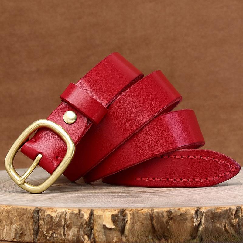Women's Belt Leather Pin Buckle First Layer Cowhide Retro and Fashion All-Matching Trendy Korean Style Jeans Belt