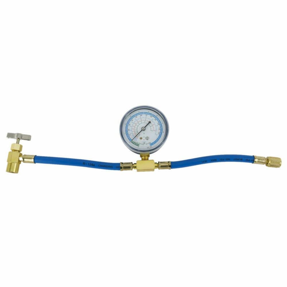 R134A Charging Hose to Refrigerator with Gauge, AC Recharge Hose Kit