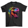 T-Rex Dripping Paint Effect T-Shirt Mens Womens Tees Top - Funny and Fierce! Unisex Printed Design. L