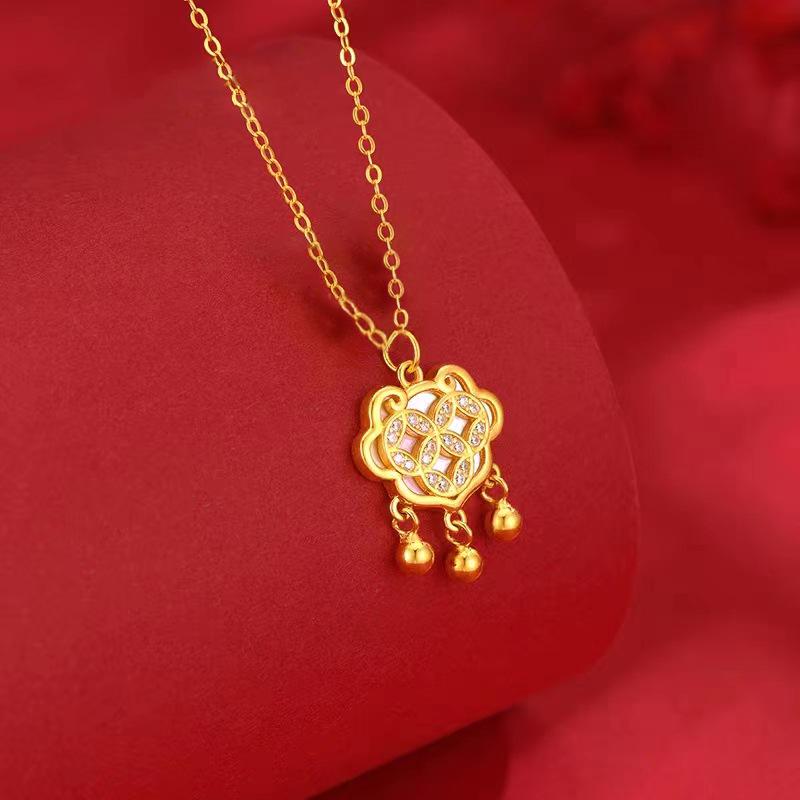 

S925 Sterling Silver Light Luxury Peace Lock Pendant - Minimalist High-End Clavicle Chain 925 Silver