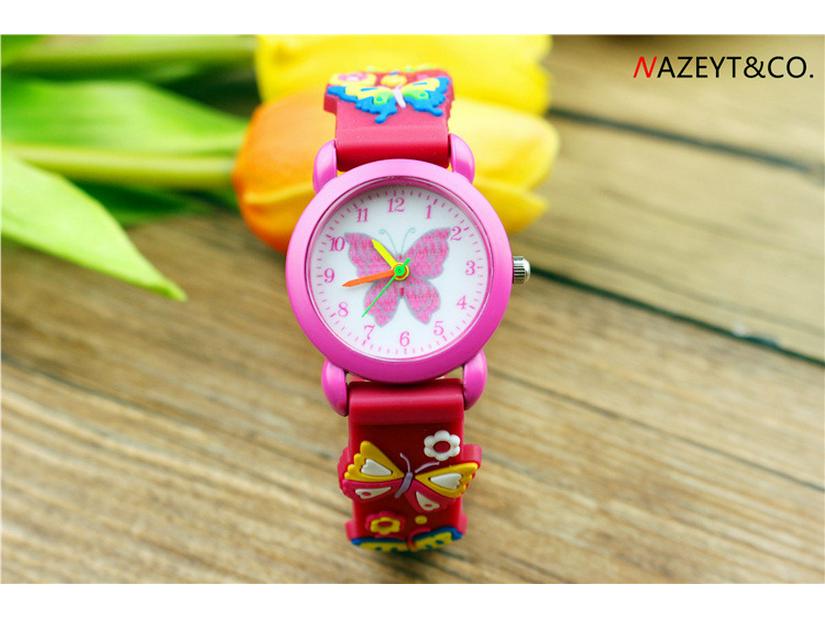 3D Kids' Quartz Butterfly Watch - Silicone Band for Elementary Students