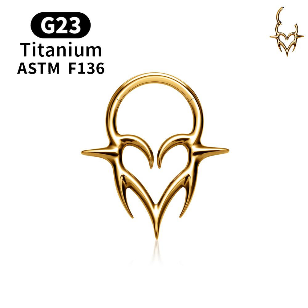 

ASTM F136 G23 Титанові Пірсинг Септум Серце Кільця для Носа 16G З шарніром Клікер Трагус Хрящ Вуха Helix Панк Прикраси для Тіла 16G 1.2x10mm