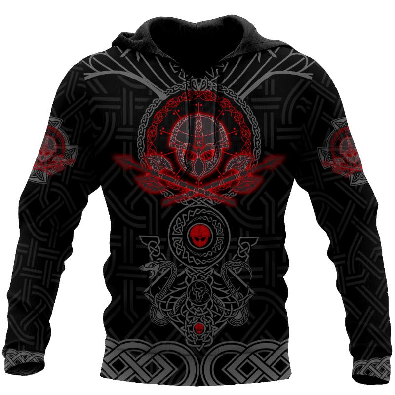 Hoodie Men 3D Print New Viking Mythology Vintage Style Tops Oversized Casual Long Sleeve Pullover Clothes Clothing Spring Autumn