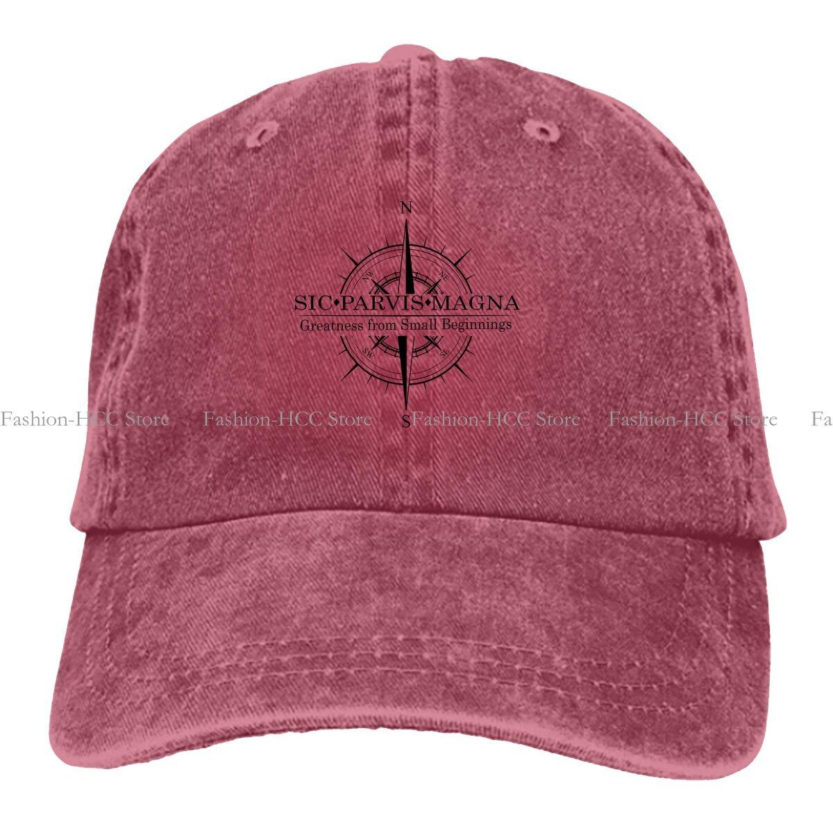 

Washed Men s Baseball Cap Sic Parvis Magna 4 With Compass Trucker Snapback Caps Dad Hat Uncharted One Size бордовый