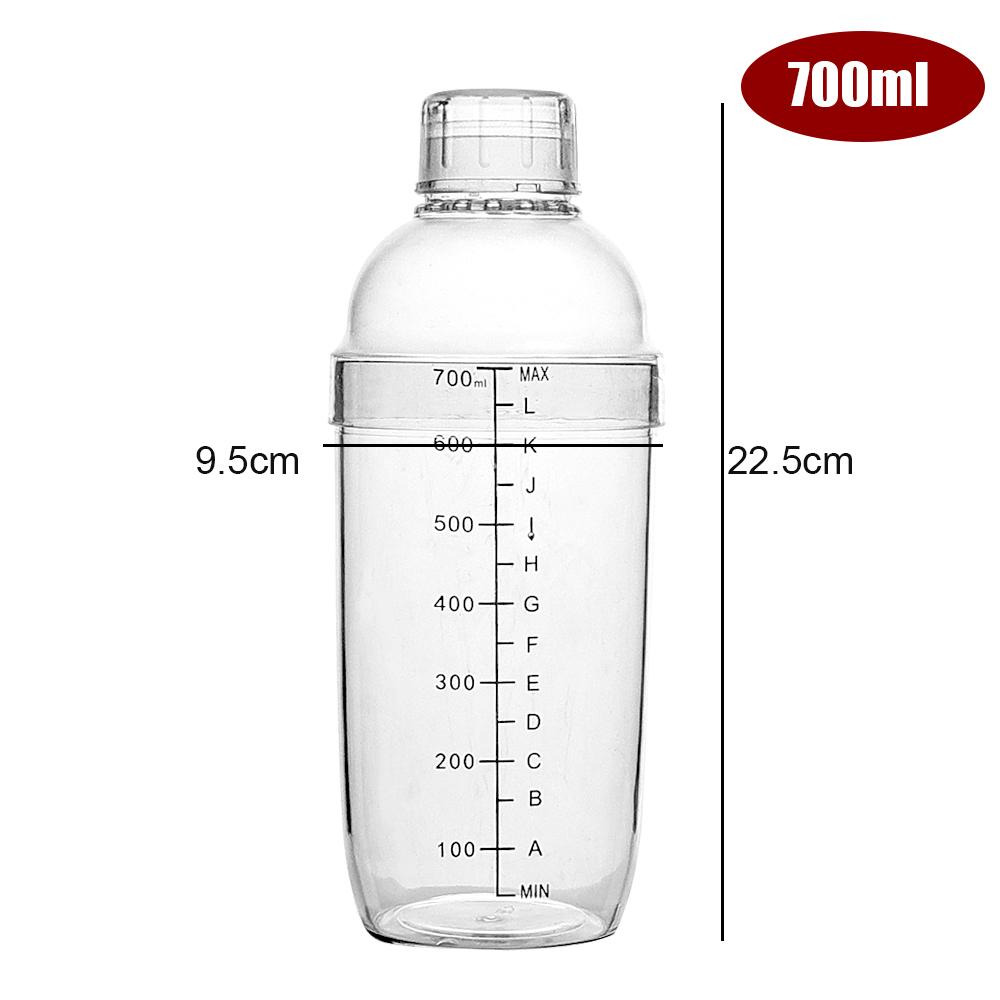 500/700ML Plastic Cocktail Shaker with Scale Transparent Shake Cups Wine Barware Drink Mixer Shakers Bottles Home Bar Utensils