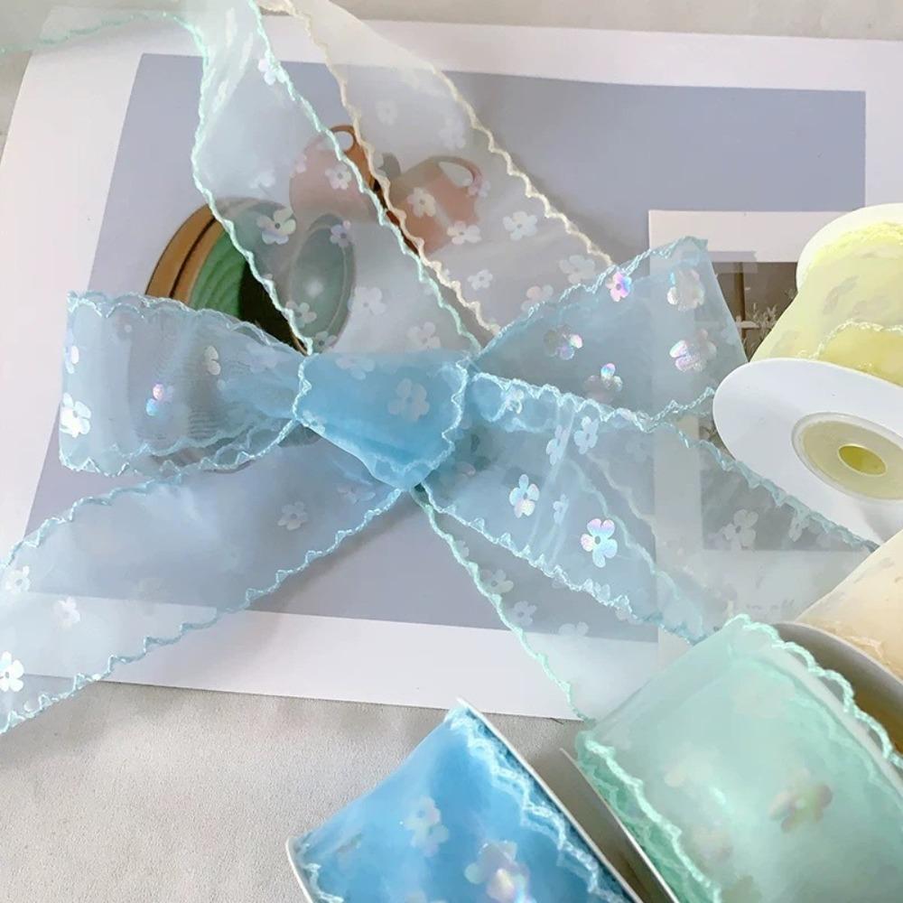 Creative 10 Yards Silk Ribbon Gift Wrapping Bouquets 4cm Gifts Packaging Material Wave Edge Pleated Chiffon Ribbon