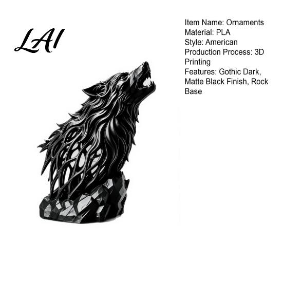 Hollow Animal Statues Howl Wolf Sculpture Gothic Wildlife Home Decor Howling Statue Figurine Dark Interior Accessories with Rock Base Rustic Accent