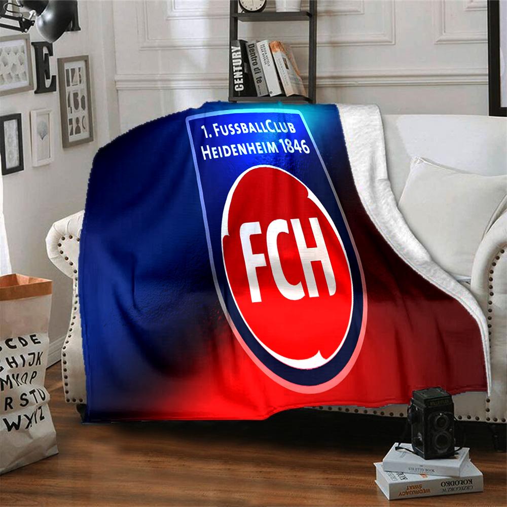 Heidenheim Crest Flannel Blanket, Soft Polyester, Modern Design, All-Season for Camping, Travel, Gifts for holidays or birthdays