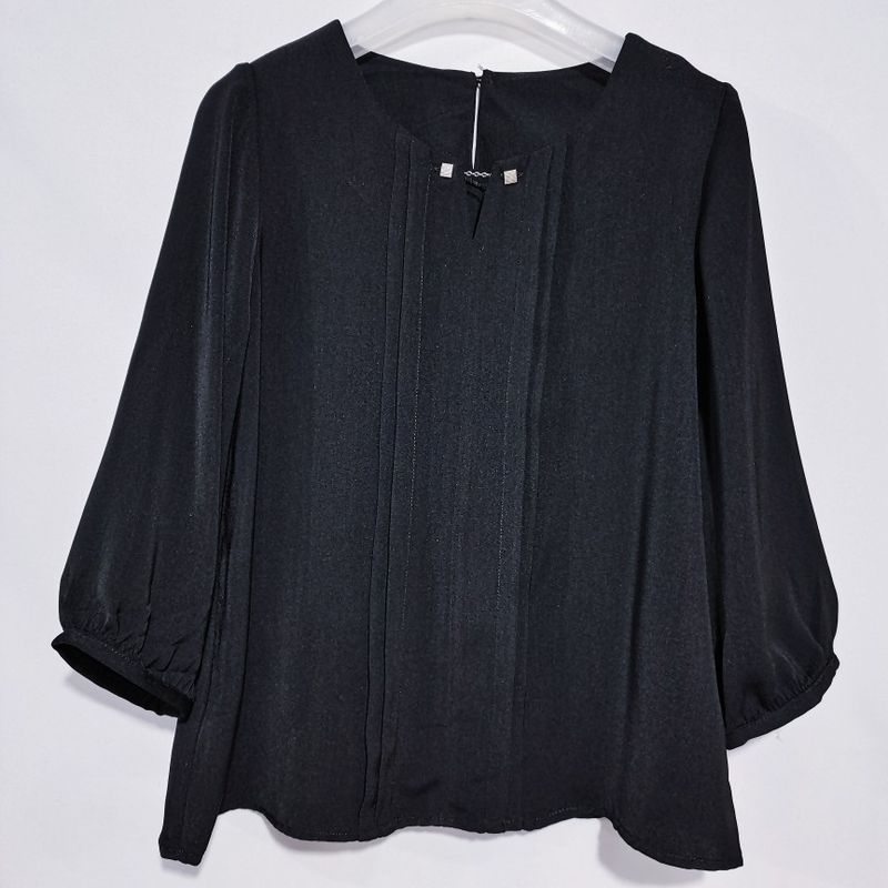 Export Japanese Original Order Round Neck 3/4 Sleeves Pullover Shirt Female Brass Buckle Basic Bottoming Shirt Classic Style Professional