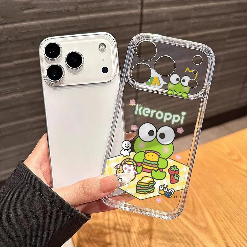 Cute Keroes Keroppies Phone Case for iPhone 17 Air 16 15 14 Plus 13 12 11 Pro Max X Xs XR 8 e Soft TPU Transparent Cover