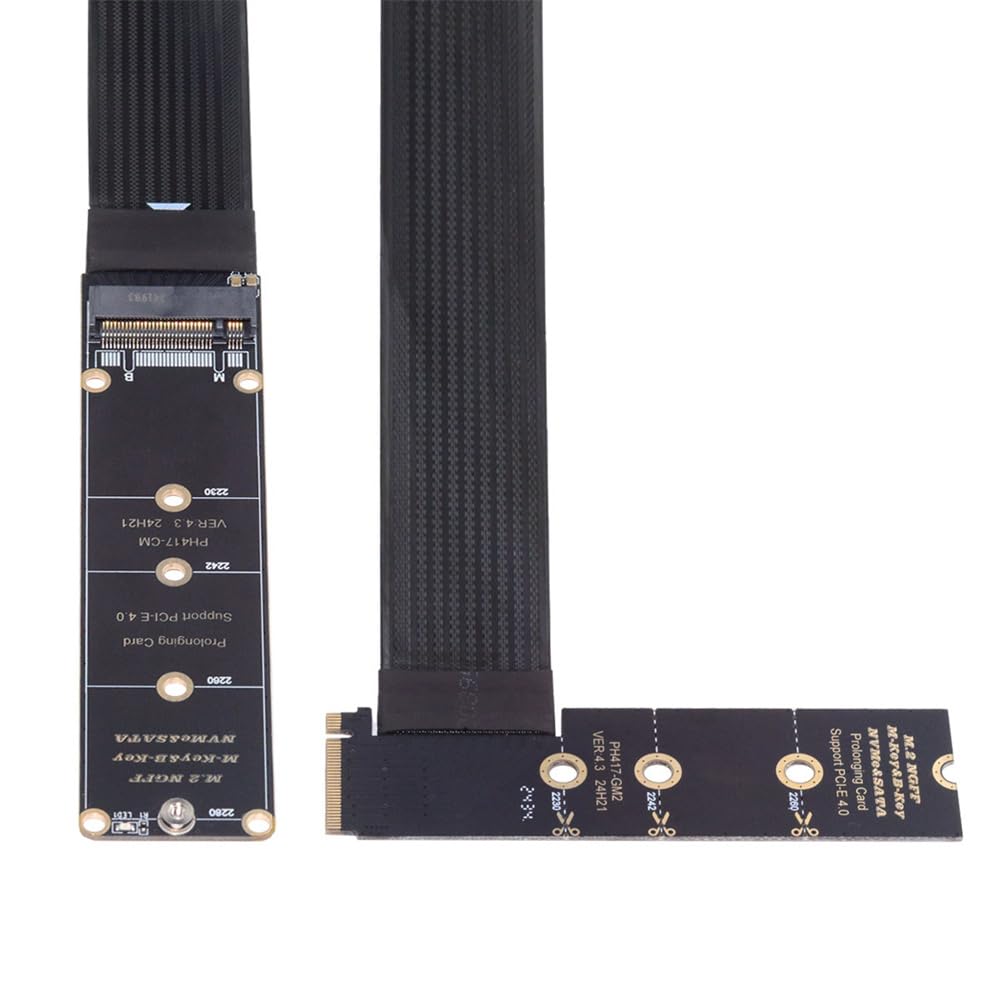 

cablecc NVME NGFF Male to Female Extension 30cm Right Angle PCI Express Cable for Mainboards PCI-E 4.0 M-Key чорний