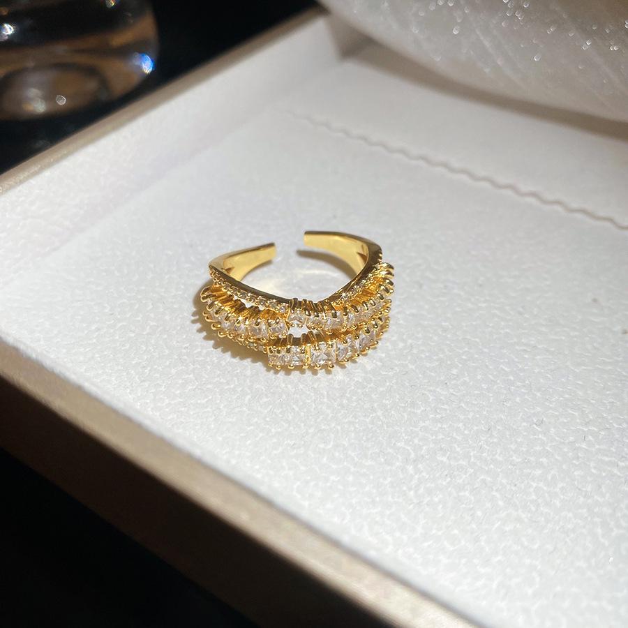 14k Gold Plated Double Layer Zircon Pearl Retro French Ring - Versatile High-End Jewelry
