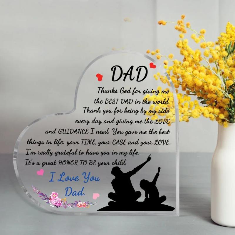 2D Flat Dad Birthday Gifts Acrylic Desktop Decoration Plaque, Home Decor Plaque Hanging Wall Art Decorative Garden Decoration for Room Door Signs Hang