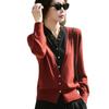 Women's V-Neck Loose Knit Cardigan Sweater - Plus Size Long Sleeve Top.