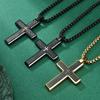 Men's Two-color Sand Beveled Edge Stainless Steel Cross Light Luxury Collarbone Neck Chain Pendant