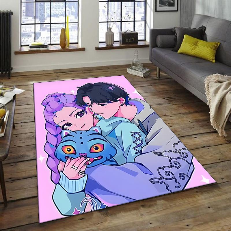 1pc KPop Demon Hunters18 Design Area Rug - Non-Slip, Soft & Cozy Floor Mat for Living Room, Bedroom, Office - Indoor/Outdoor Decorative Carpet