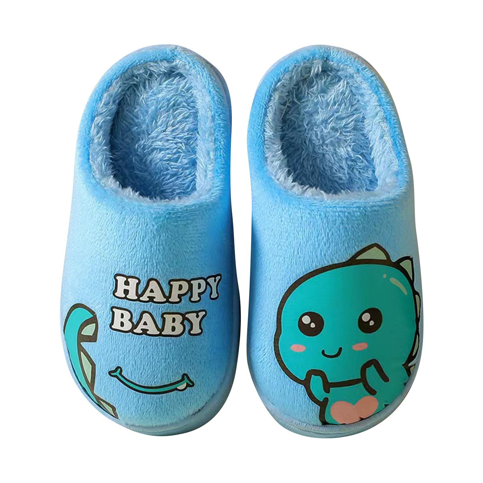 

Детские зимние домашние теплые модные хлопковые тапочки 24 синий