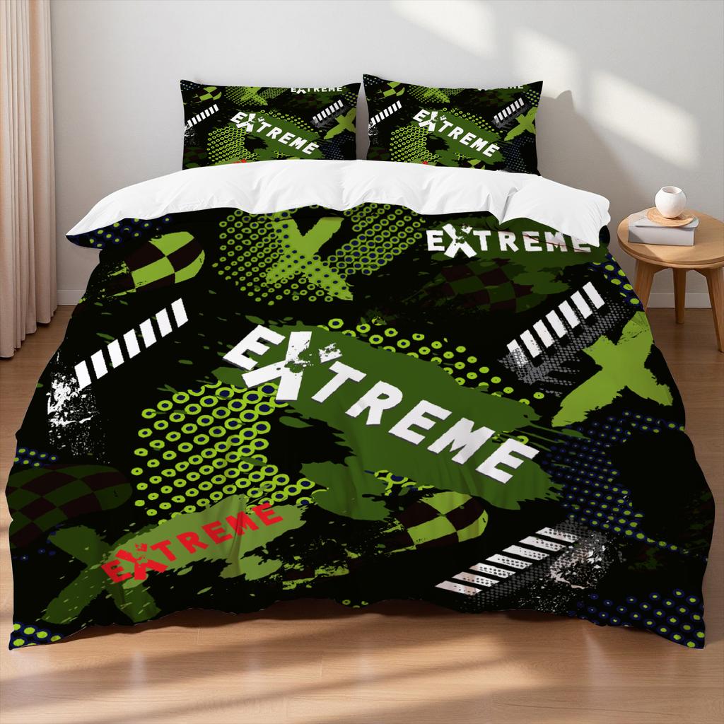 King Size Bedding Set Orange Black Abstract Brush Stroke Modern Graffiti Print Breathable Duvet Cover Set For Teen Bedroom