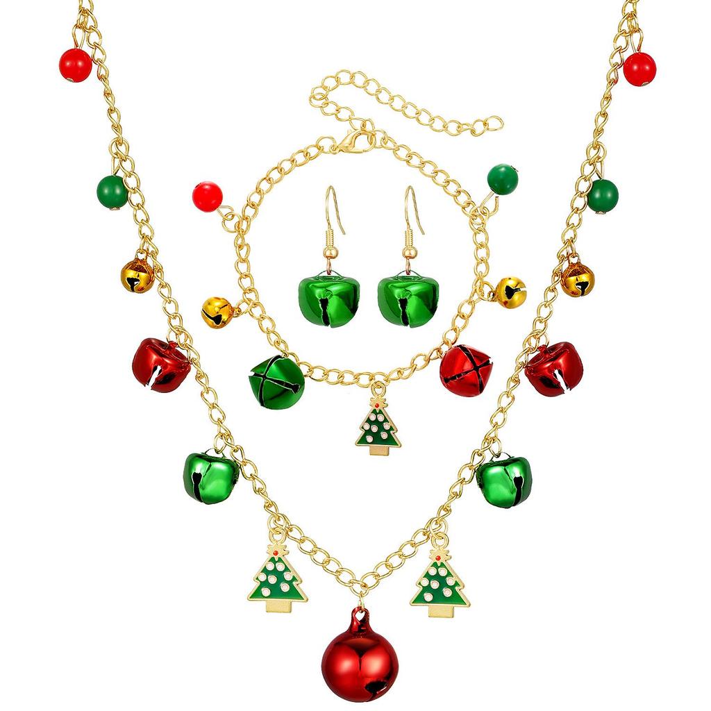 Exquisite Holiday Jewelry Set: Cross-Border Christmas Necklace with Bells & Snowman, Perfect for Autumn/Winter