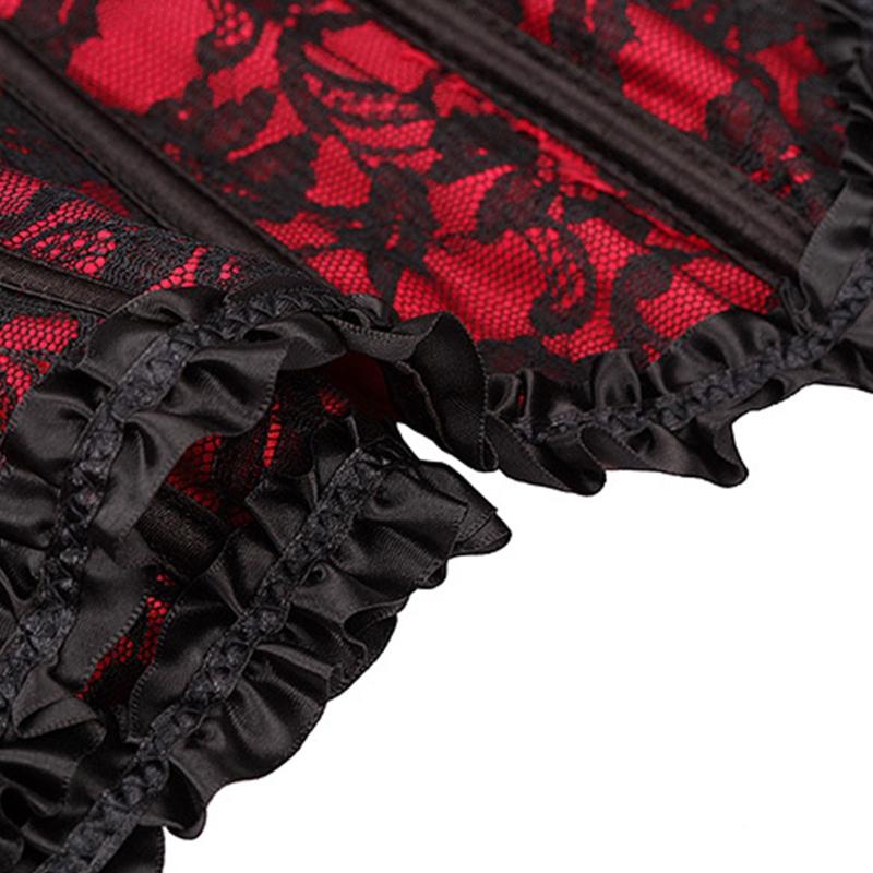 Korsett mit entbeinter Taille, sexy Korsett für Damen mit Schnürung, Taillenkorsett mit entbeinter Taille, Blumenmuster, Brokat-Überbrustkorsett für Damen, Abnehmen