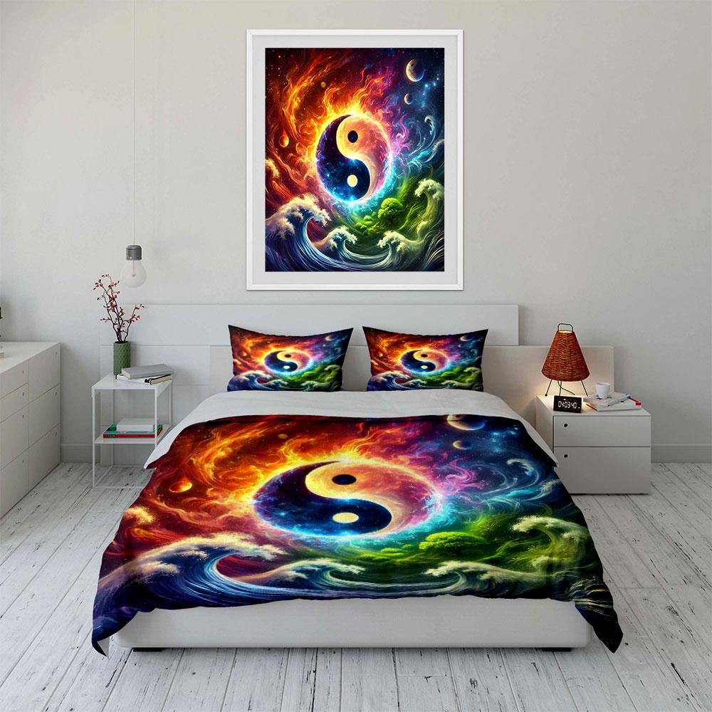 Yin Yang Elements Decor Set Soft Comfortable Duvet Cover Bedding Set Included 1*Duvet Cover & 2*Pillowcases, Gift