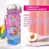 Creative DIY Gemstone Kids Water Bottle 600ml Rainbow Unicorn for School & Outdoor, Holiday Gift for Boys Girls Age 4-6-8-10, Multicolor