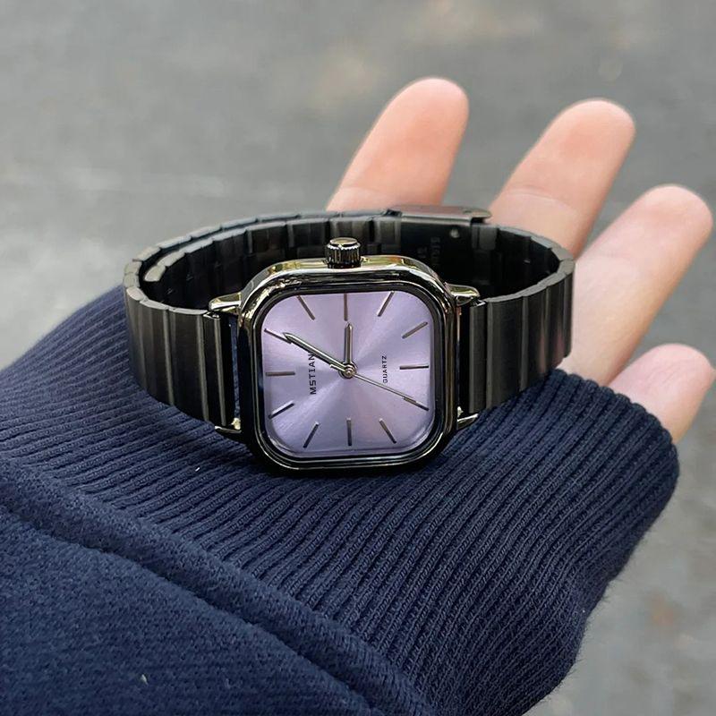 Fashion Accessorie Women's Light High Value Watch High School Students Niche Luxury Square Simple French Temperament Wind Bamboo Steel Belt Watch