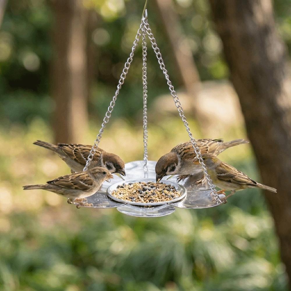 Metal Tray Hanging Bird Feeder Large Capacity Bird Bath Parrot Feeding Station  Garden Decoration