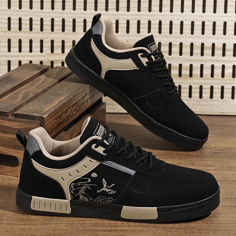 Men's easy to wipe clean skate shoes, good grip, low top lace-up sneakers, men's shoes