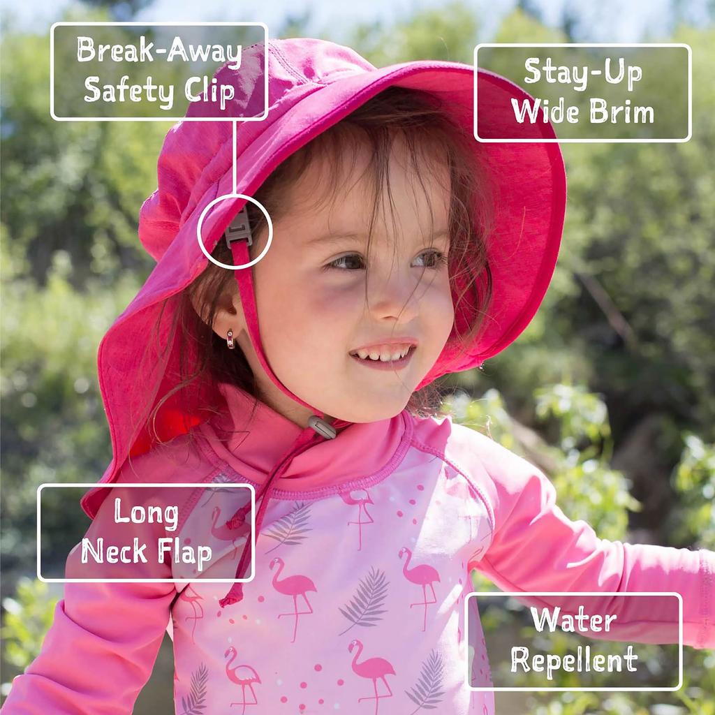 Cute Sun Hat for Girls with Neck Flap for UPF UV for Toddlers [JAN & JUL] Quick-Drying Swimming, 50+ Protection, (M 6-24 months, Watermelon)