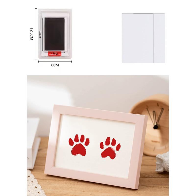 Diy Wooden Baby Pet Paw Print Footprint Handprint Photo Frame No Mess Ink Pad Imprint Kit Memorial For Newborn And Pet Lover