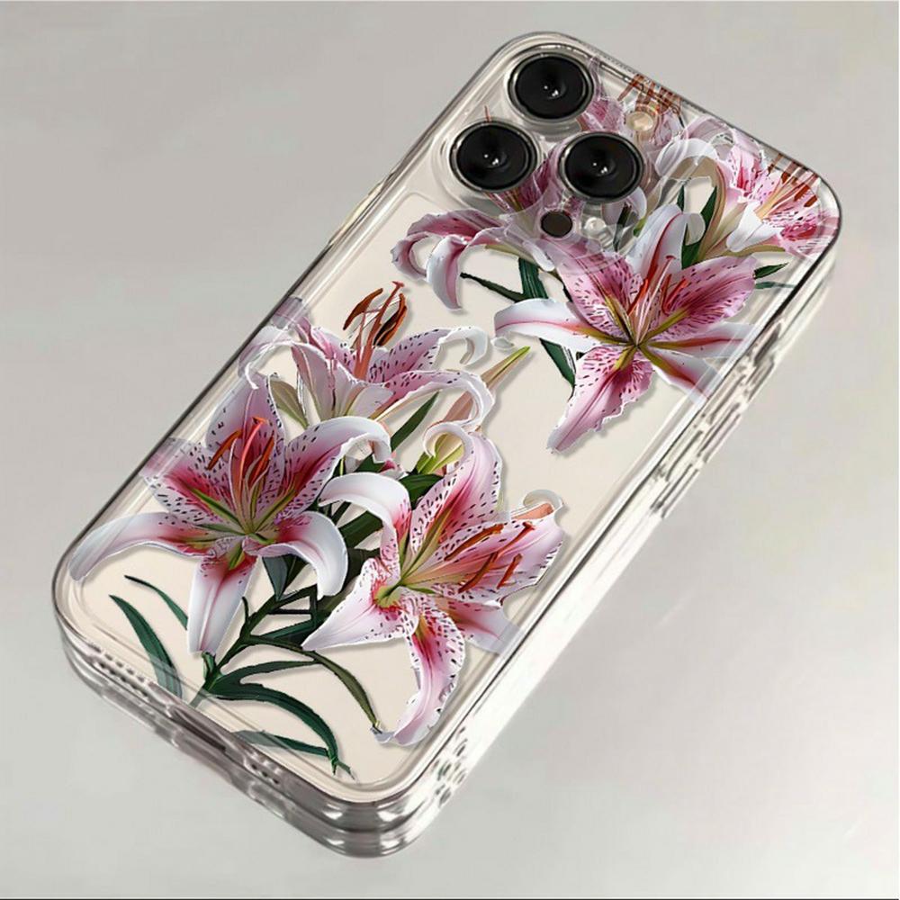 For iPhone 14 Pro Max Case Floral Lily Pattern TPU Phone Cover