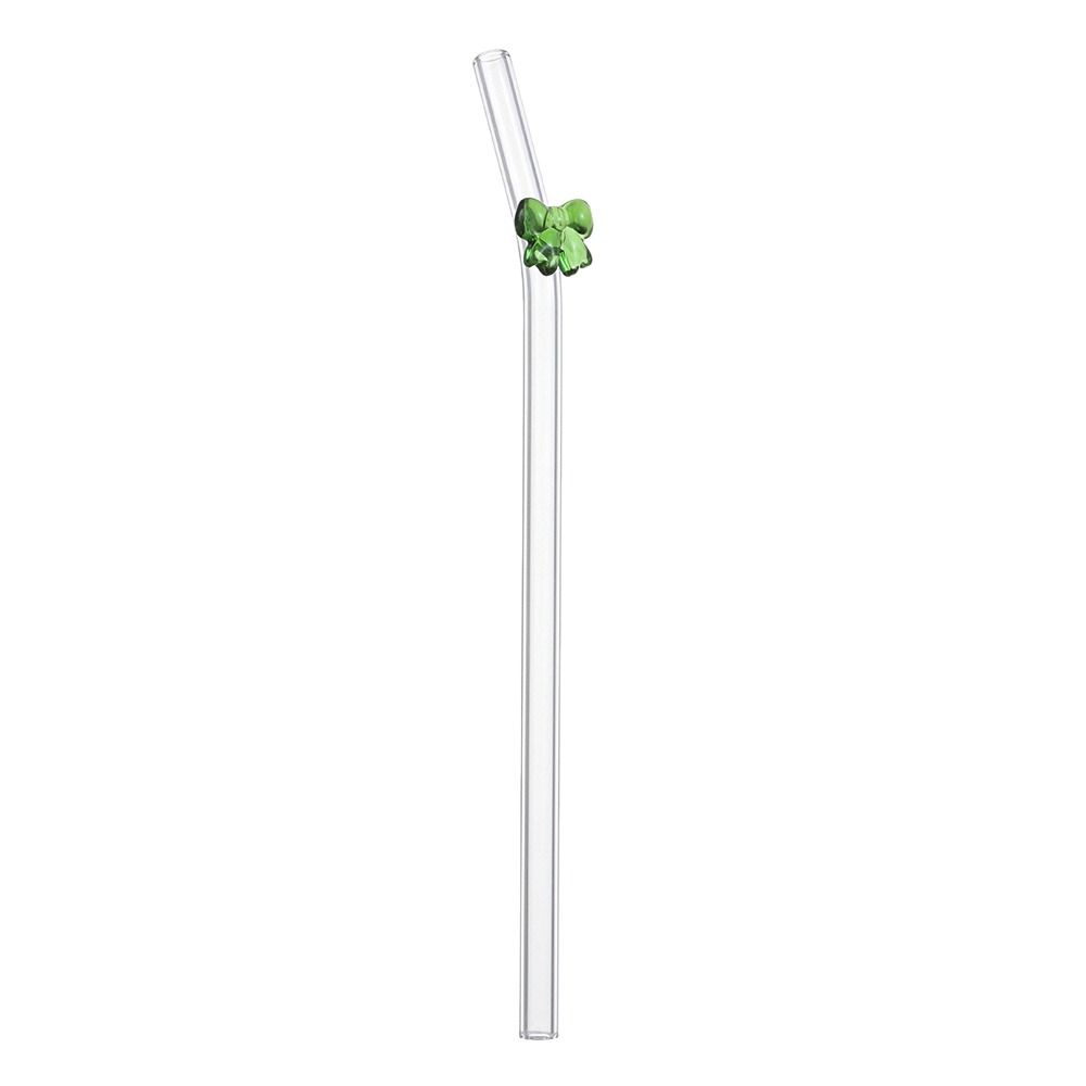 Juice Milk Drinking Butterfly Glass Straws Transparent Reusable Drinking Straw Washable Juice Drink Blender Stick
