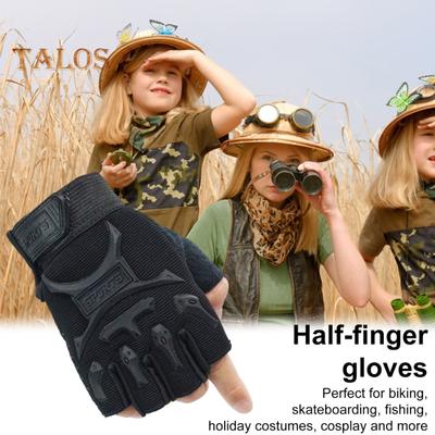 1 Pair Kids Half Finger Gloves Anti-Slip Sport Mittens Large Area Anti-Slip Design Elastic Soft Gloves