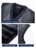 Men's V-Neck Knit Vest - Autumn/Winter Style, Sleeveless Casual Pullover for Middle-Aged and Young Adults