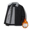 Corduroy Lapel Work Jacket for Winter Men's Plush Thickened Lamb Velvet Jacket for Middle-aged and Elderly Cotton Clothing